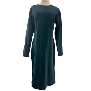 Ann Taylor Sweater Dress Teal Knit Long Sleeve Midi Hong Kong Women's Medium